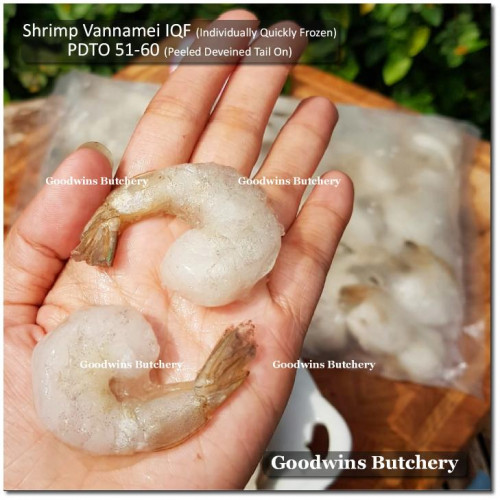 Shrimp prawn udang IQF VANNAMEI PDTO (Peeled Deveined Tail On) 51-60 price/pack 1kg +/- 100pcs